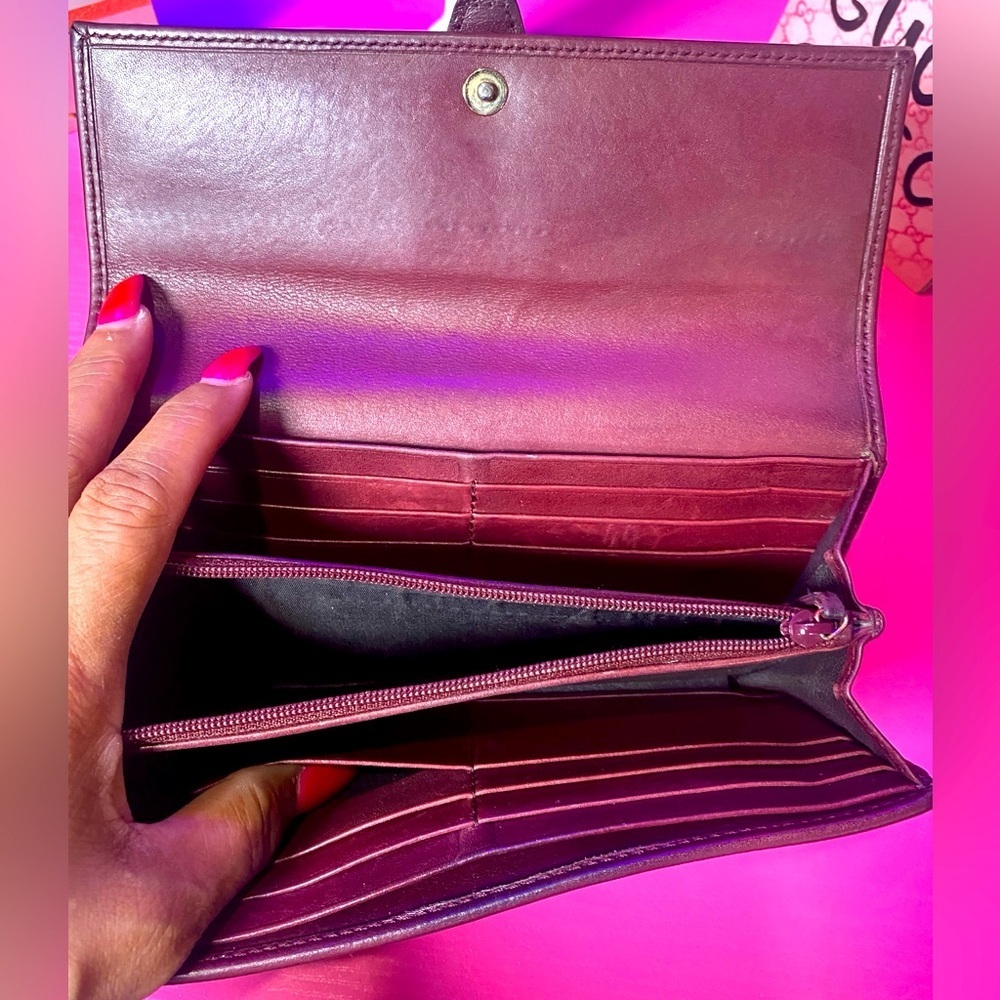 GUCCI Maroon w/Silver Hardware Leather Long Wallet, EUC - Picture 10 of 16